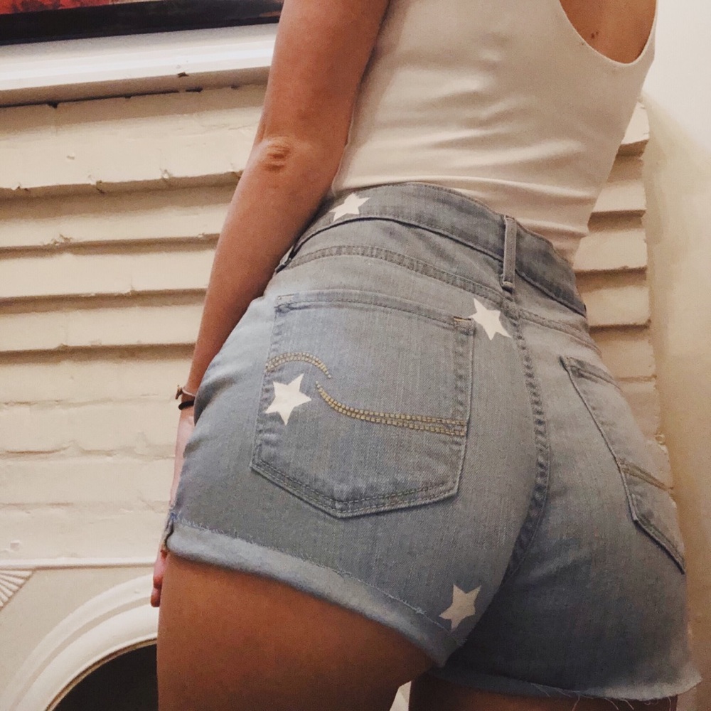 Hand Painted New Denim Levi Shorts with Stars